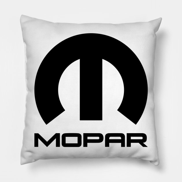 Black Mopar Logo Pillow by JosieJ