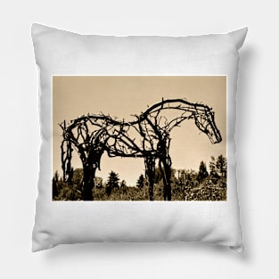 Wooden Horse at Sunset Pillow