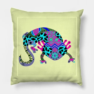 mexican cute axolotl ajolote ecopop in tribal arts Pillow