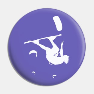 Kitesurfer Somersaulting White Vector Silhouette Pin