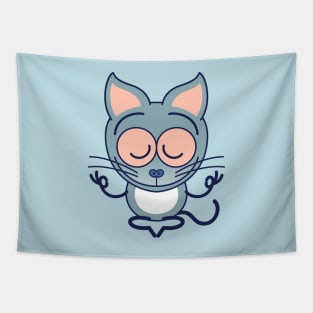 Cute gray cat meditation, keep calm Tapestry