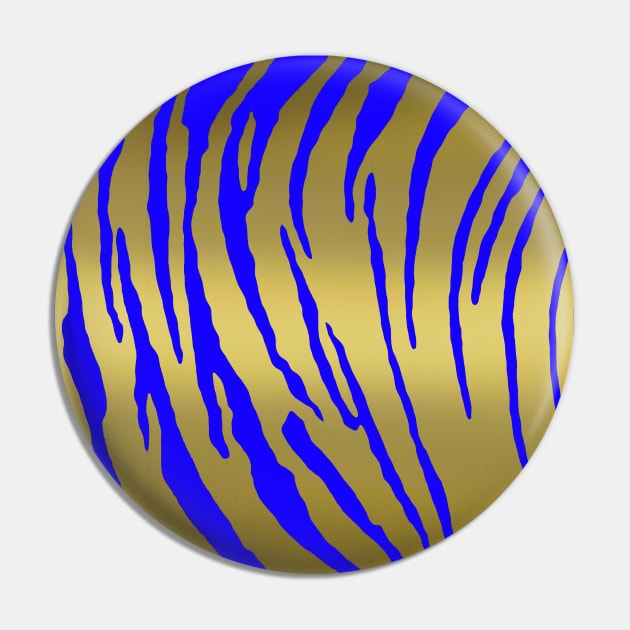 Gold Tiger Stripes Blue Pin by BlakCircleGirl