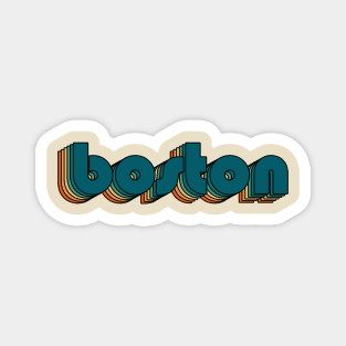 Boston // Boston Retro Rainbow Typography Style // 70s Magnet