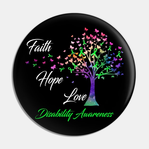 Faith Hope Love Disability Awareness Support Disability Warrior Gifts Pin by ThePassion99