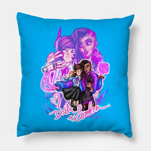 D.VA and Sombra Pillow by pbarbalios