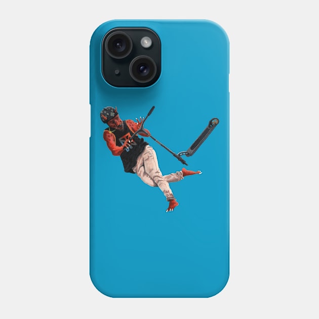 Kobold Kick Scooter Tricks Realistic Art Phone Case by Helms Art Creations