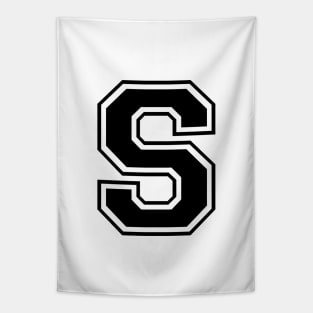 Initial Letter S - Varsity Style Design - Black stag Tapestry