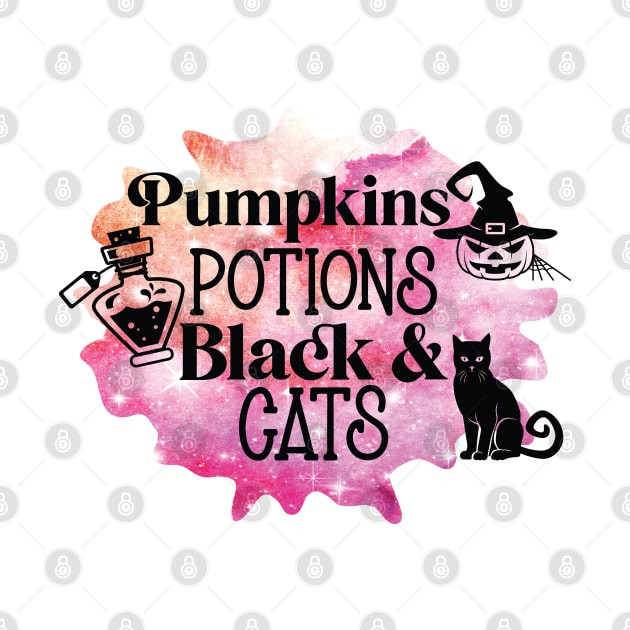 Pumpkin potions and black cats Halloween by alcoshirts