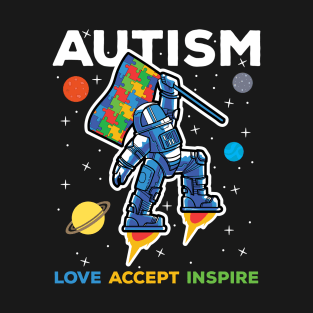 Autism Astronaut Love Accept Inspire T-Shirt