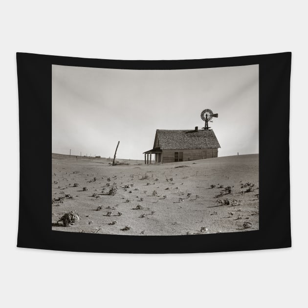 Dust Bowl Farm, 1938. Vintage Photo Tapestry by historyphoto