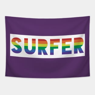 Surfer Gay Pride Rainbow Flag Tapestry