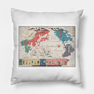 Bankoku Jinbutsu no Dzu Picture of the World and its People 1825 by Imakajiyamachi Eijudo Pillow