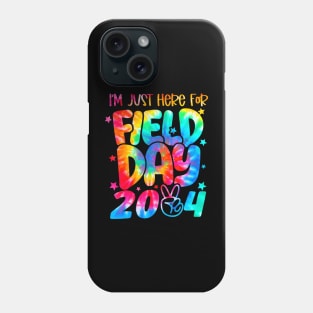 Tie Dye Just Here For  2024 Peace Sign Teacher Kids Phone Case