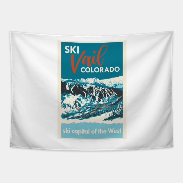 Ski Vail Colorado, vintage poster Tapestry by ROEDERcraft