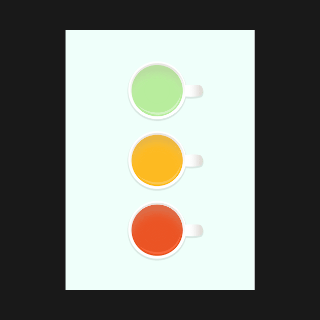 Teacup Traffic Lights Green Yellow And Red Teas On Mint by 4U2NV-LDN