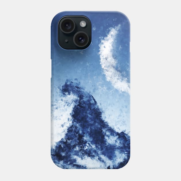 Moon and Matterhorn - Abstract Painting Phone Case by HappyGiftArt