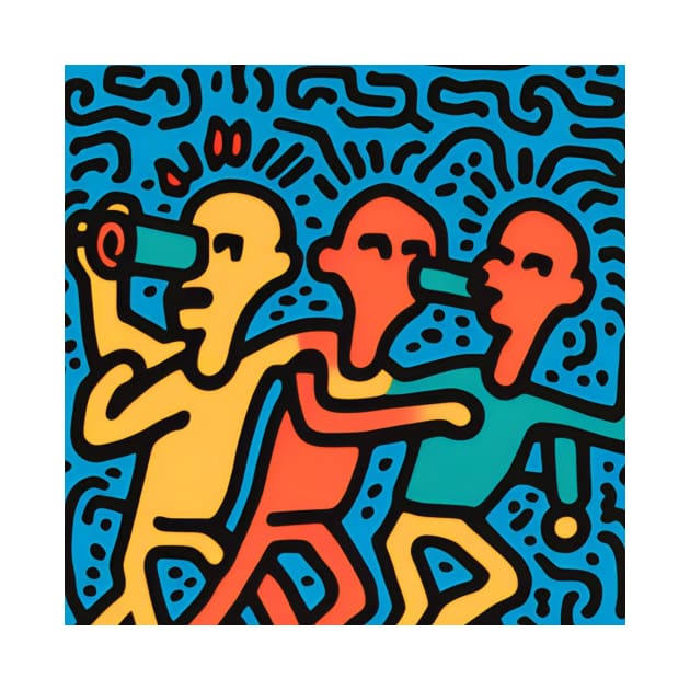 Funny Keith Haring, drink More Water by Art ucef