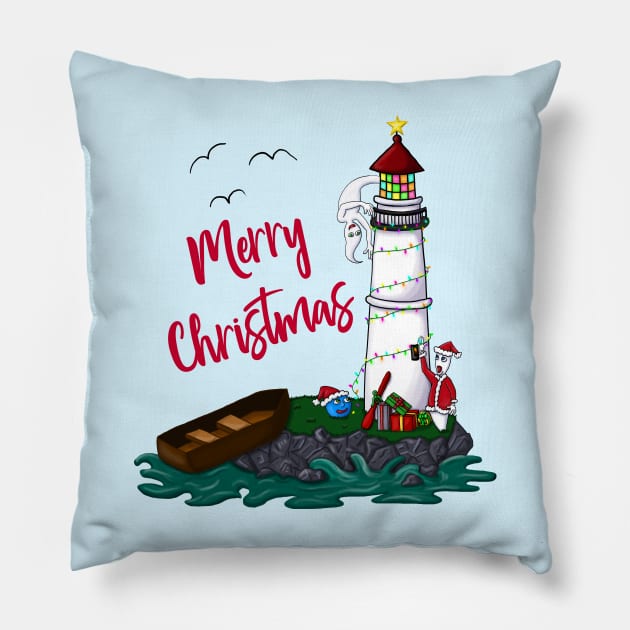 Bowling Lighthouse Christmas Pillow by JKP2 Art