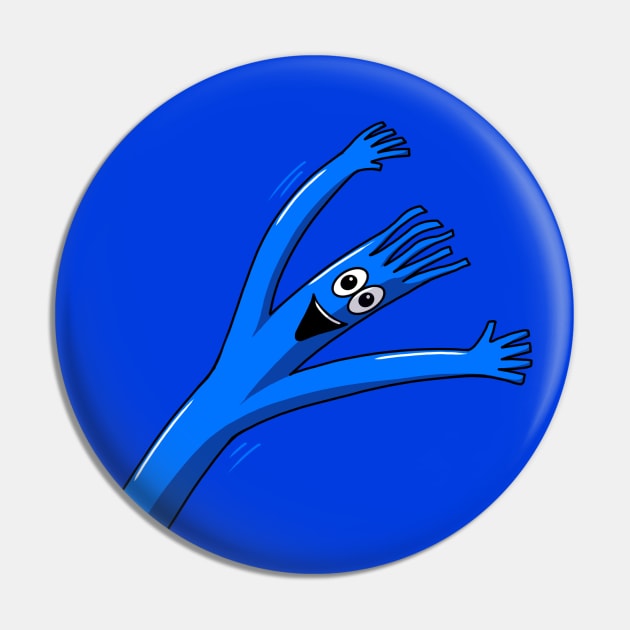 Blue Wacky Waving Tube Man Portrait Pin by y30artist