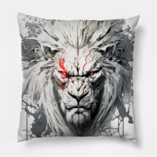 Lion Portrait Animal Painting Wildlife Outdoors Adventure Pillow