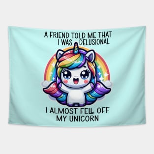 I Almost Fell Off My Magic Fantasy Rainbow Unicorn Tapestry