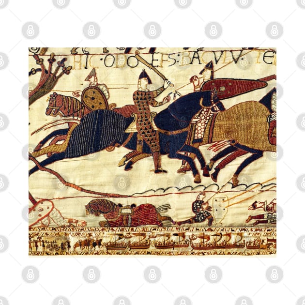 THE BAYEUX TAPESTRY ,ODO IN THE BATTLE OF HASTINGS ,NORMAN KNIGHTS HORSEBACK Detail by BulganLumini