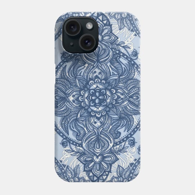 Denim Blue Lace Pencil Doodle Phone Case by micklyn