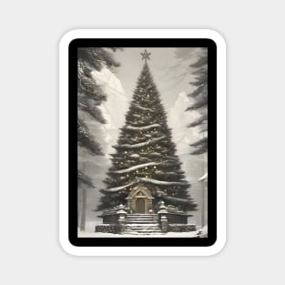 elf house xmas tree Magnet