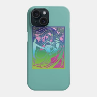 Flute Lady (green on pink) Phone Case