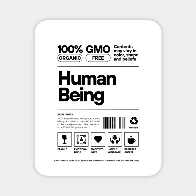 Organic Human Being Artwork - Embrace Nature with this 100% Organic, GMO Free Design Magnet by Artisan Design 