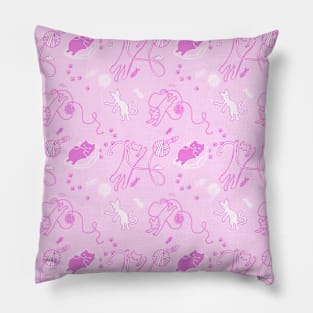 Cute Cartoon Cats Pattern Pink Pillow