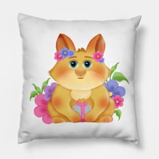 puppy in flowers Pillow