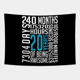 20th Birthday Vintage Retro T Shirt 20 Years Old 240 Months Tapestry