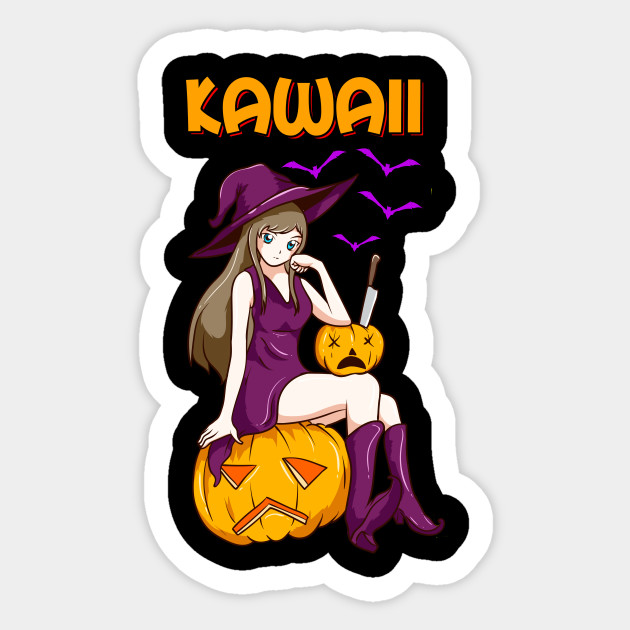 Kawaii Girl Halloween Anime Witch Waifu Kawaii Girl Anime Sticker Teepublic,Cream Marble Dining Table And Chairs