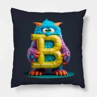 Adorable Kids Monster Alphabet Letter B Funny Back to School Pillow