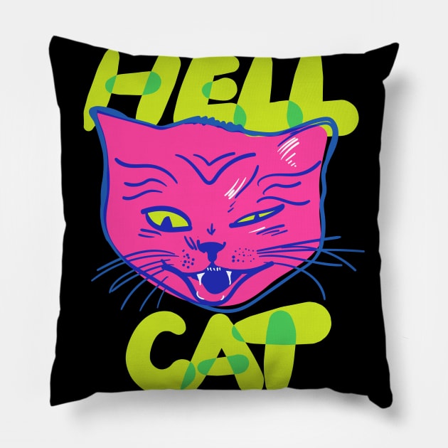 Hell Cat - this devil cat is coming at you from hell. Pillow by YourGoods