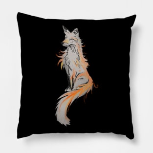 Fox - oil painting black Pillow