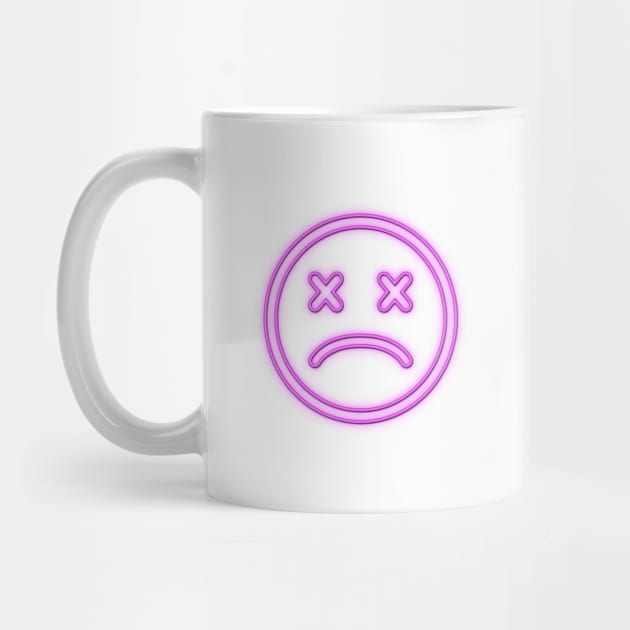 EMOJI SAD FACE NEON - Sad Face Emoji Neon Glow - Mug