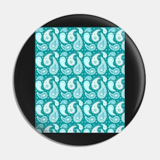 Teal paisley pattern Pin