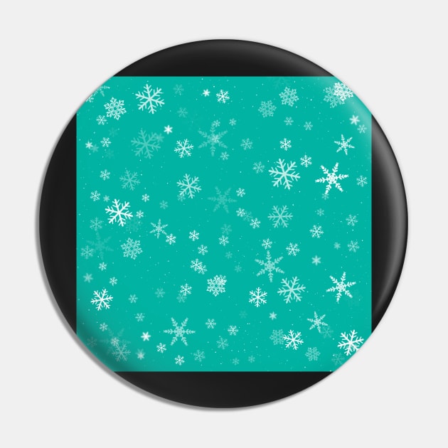 White and Turquoise Snowflake Winter Pattern Pin by OneLook