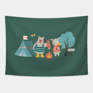 Camping animals Tapestry