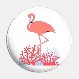 Flamingo Tropical Beach  Coral Reef Pin