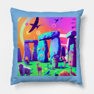 All the Animals Came to this Colorful Stonehenge Pillow