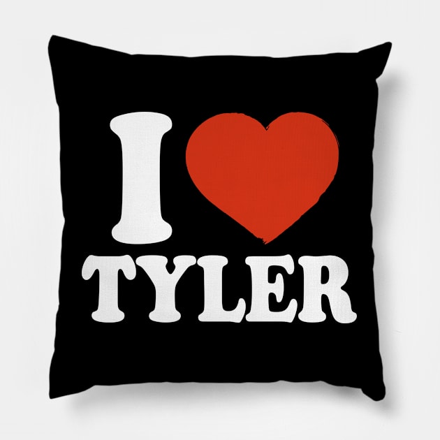 I Love Tyler Pillow by Saulene