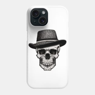 Skull wearing a fedora hat Phone Case