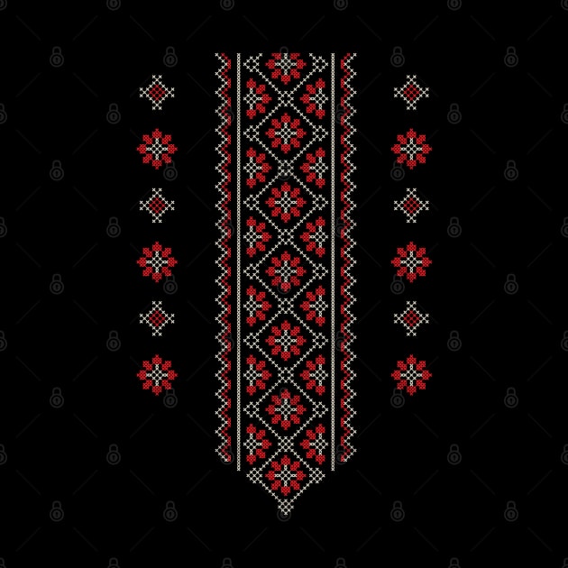 Palestinian Jordanian Arabic Traditional Tatreez Realistic Embroidery Pattern17-drk by QualiTshirt