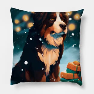 Cute Bernese Mountain Dog Drawing Pillow