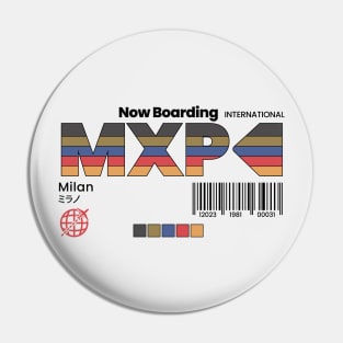 Vintage Milan MXP Airport Label Retro Travel Italy Pin