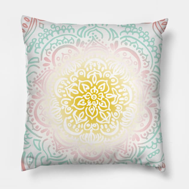 Desert Sunrise Mandala Pillow by tangerinetane