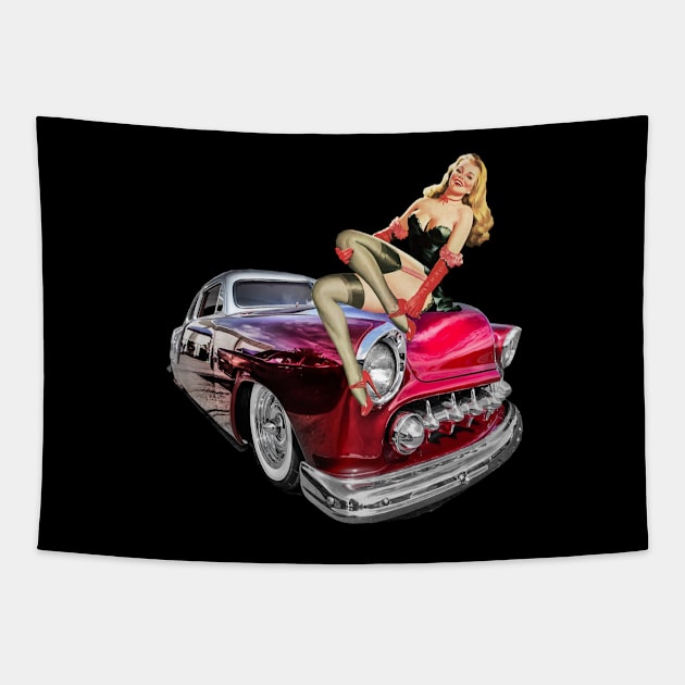 Old School hot rod pinup Products Tapestry by Sucker4Supercar